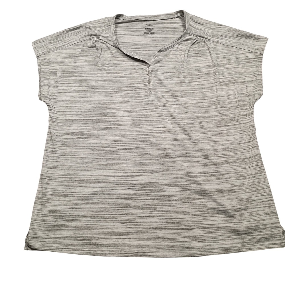Secret Treasures Sleep Top Womens XL Henley Short Sleeve Gray Space Dye SZ07210